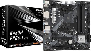 ASRock B450M PRO4-F R2.0 emolevy hinta ja tiedot | Emolevyt | hobbyhall.fi