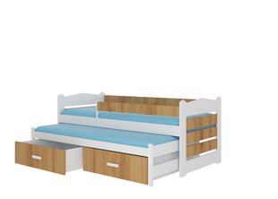 Adrk Furniture Tiarro Lastensänky 80x180 cm sivusuojalla valkoinen/ruskea hinta ja tiedot | Lastensängyt | hobbyhall.fi