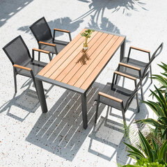 Pöytä TAMPERE 160x80xH75cm, tiikki, alumiini hinta ja tiedot | Puutarhapöydät | hobbyhall.fi