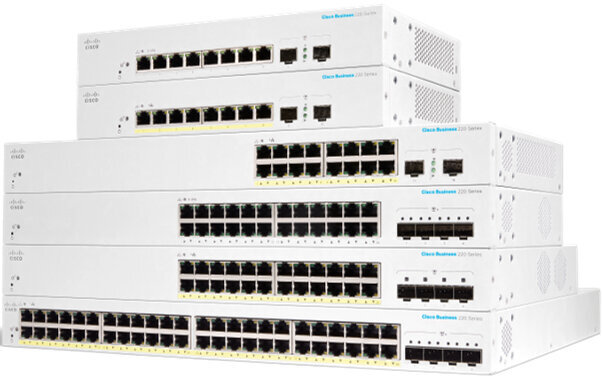 Cisco CBS220-24P-4X Network switch Managed L2 Gigabit Ethernet (10/100/1000) Power over Ethernet (PoE) Valkoinen hinta ja tiedot | Verkkokytkimet | hobbyhall.fi