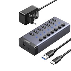 UGREEN Hub 7in1 USB-C, 7x USB-A 3.0 12V 2A (musta) hinta ja tiedot | Adapterit | hobbyhall.fi
