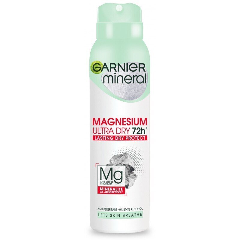 Spraydeodorantti Garnier Magnesium Ultra Dry 72H, 150 ml hinta ja tiedot | Deodorantit | hobbyhall.fi