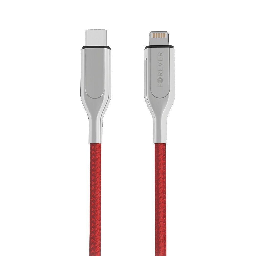 Forever Core Utra Fast MFI PD -kaapeli USB-C - Lightning 1,5 m 2,4 A punainen hinta ja tiedot | Puhelinkaapelit | hobbyhall.fi