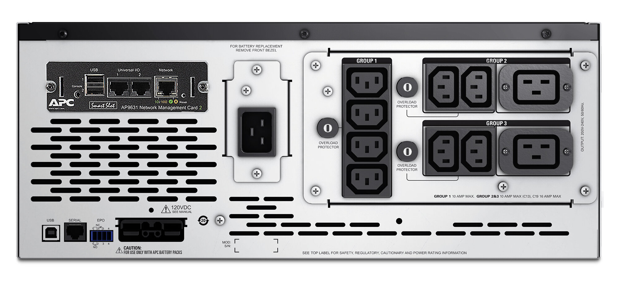 APC - SMX3000HVNC SMART X 3000VA R2T 4U LCD + AP9631 hinta ja tiedot | UPS-laitteet | hobbyhall.fi