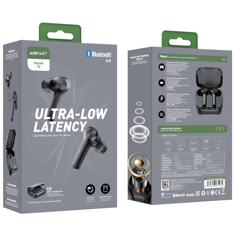 Acefast In-Ear TWS Bluetooth 5.0 T4 Black hinta ja tiedot | Kuulokkeet | hobbyhall.fi