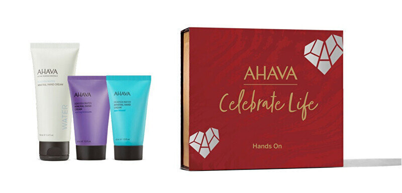 Käsivoidesarja naisille Ahava Celebrate Life Hands On: mineraalinen käsivoide, 100 ml + Spring Blossom, 40 ml + Sea Kissed, 40 ml hinta ja tiedot | Vartalovoiteet ja -emulsiot | hobbyhall.fi