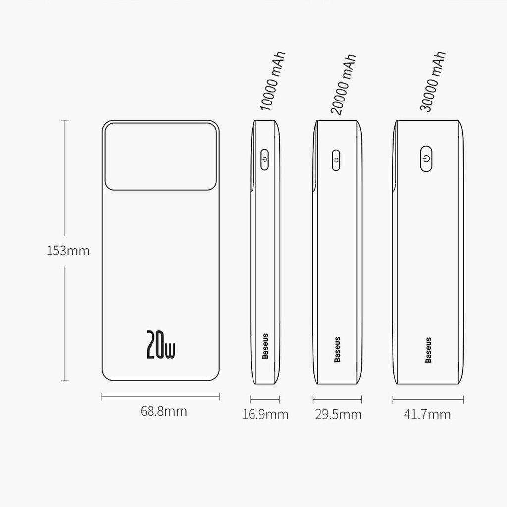 Baseus Bipow 10000mAh 20W+USB A - Micro USB 0.25m PPBD050301 hinta ja tiedot | Varavirtalähteet | hobbyhall.fi