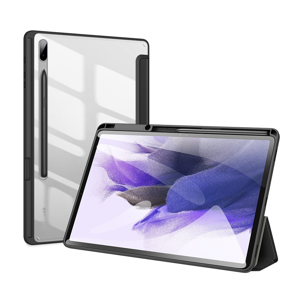 Dux Ducis Toby Armored Flip Smart Case for Samsung Galaxy Tab S7 + (S7 Plus) / Tab S7 FE / Tab S8 + (S8 Plus) with Stylus Holder Black hinta ja tiedot | Tablettien kotelot ja muut tarvikkeet | hobbyhall.fi