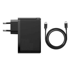 Adapteri Baseus GaN CCGAN2P-L01 2 x USB / 2 x USB-C / 100W / 5A, musta hinta ja tiedot | Puhelimen laturit | hobbyhall.fi