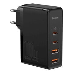 Adapteri Baseus GaN CCGAN2P-L01 2 x USB / 2 x USB-C / 100W / 5A, musta hinta ja tiedot | Puhelimen laturit | hobbyhall.fi