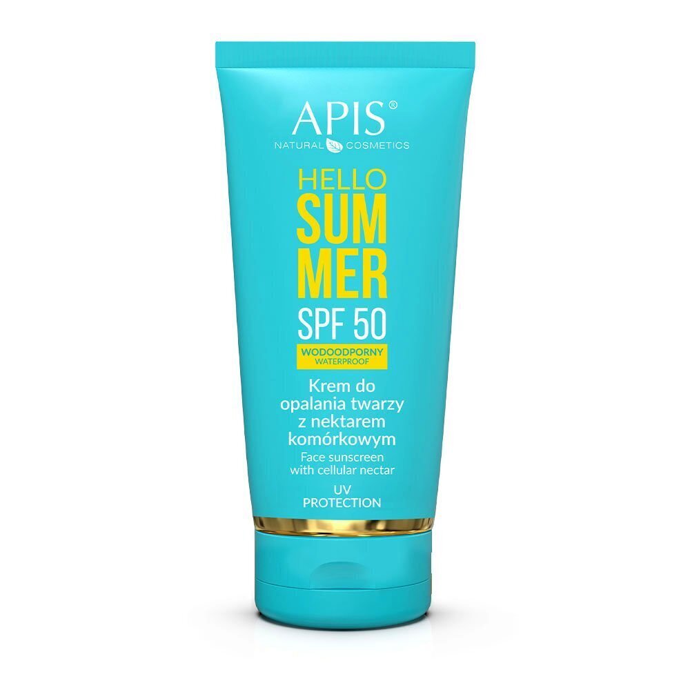 Vedenkestävä kasvovoide, jossa SPF50 Apis Hello Summer Sunscreen Face, 50ml hinta ja tiedot | Aurinkovoiteet | hobbyhall.fi