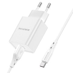 Borofone BN5 Puhelimen laturi USB/5V/ 3A/ 18W+USB-C-kaapeli valkoinen hinta ja tiedot | Puhelimen laturit | hobbyhall.fi