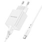 Borofone BN5 Puhelimen laturi USB/5V/ 3A/ 18W+USB-C-kaapeli valkoinen hinta ja tiedot | Puhelimen laturit | hobbyhall.fi