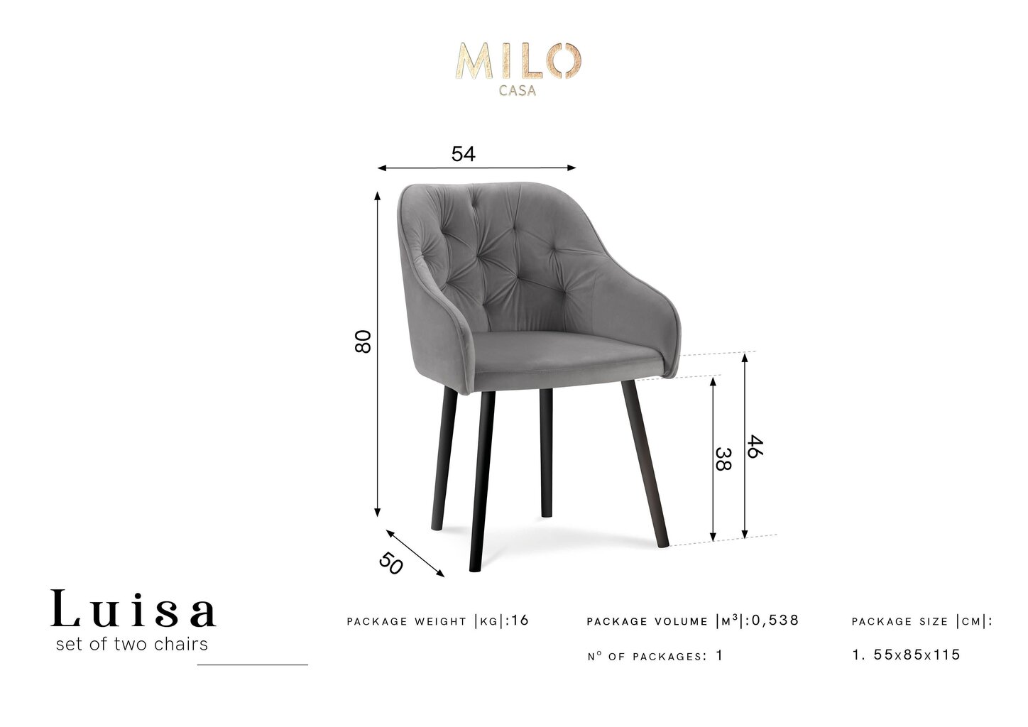 2 tuolin setti Milo Casa Luisa, kirkkaan sininen hinta ja tiedot | Ruokapöydän tuolit | hobbyhall.fi