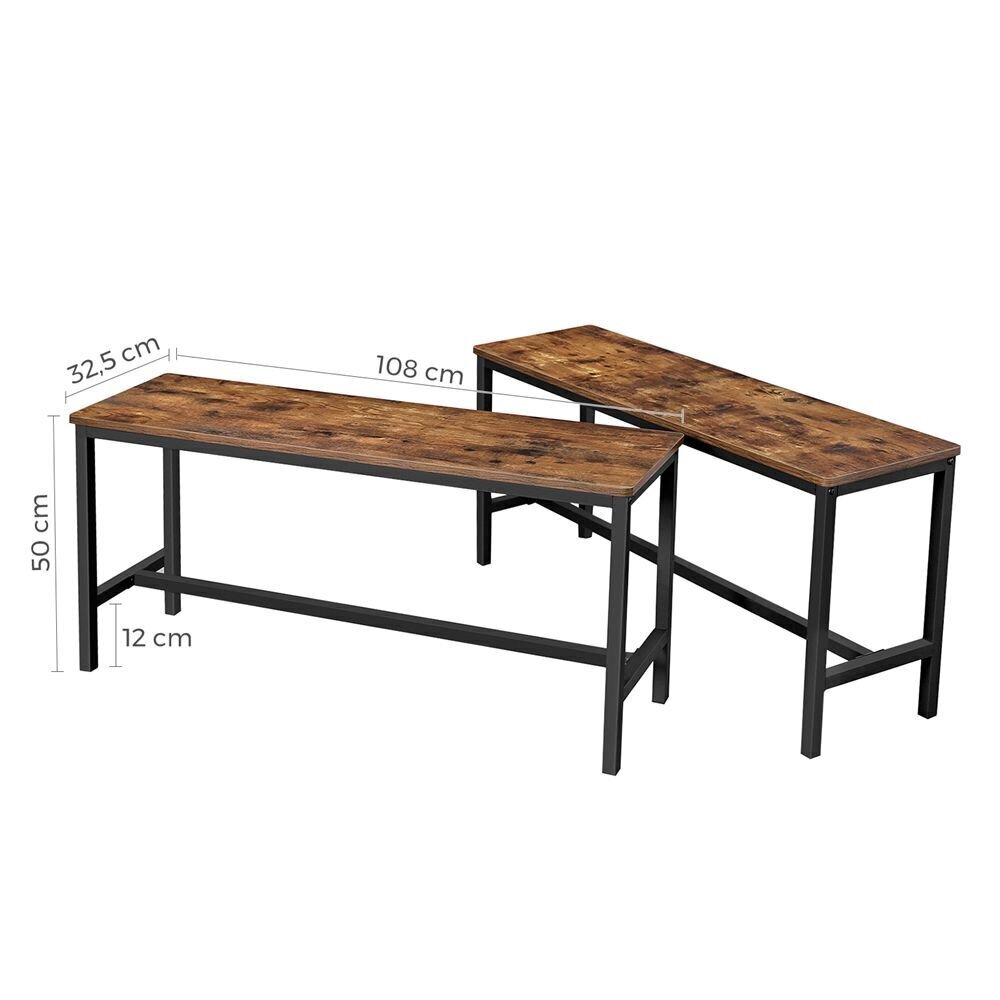 Penkki 108x32,5x50 cm 2 kpl, ruskea/musta hinta ja tiedot | Ruokapöydän tuolit | hobbyhall.fi