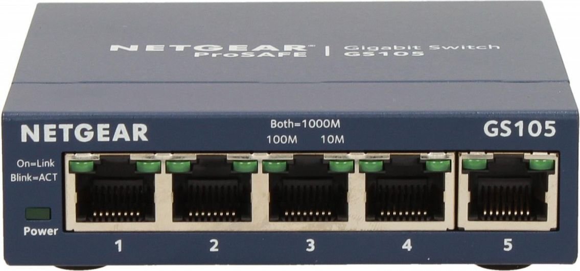 Netgear ProSafe Plus GS105 (5 x Gigabit Ethernet/Fast Ethernet/Ethernet, pöytäkone, automaattinen tunnistus porttia kohti) hinta ja tiedot | Verkkokytkimet | hobbyhall.fi