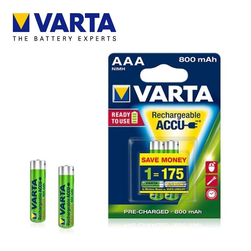 Varta AAA LR03 800mAh Ni-Mh Ladattavat akut 56703 (2kpl) hinta ja tiedot | Paristot | hobbyhall.fi