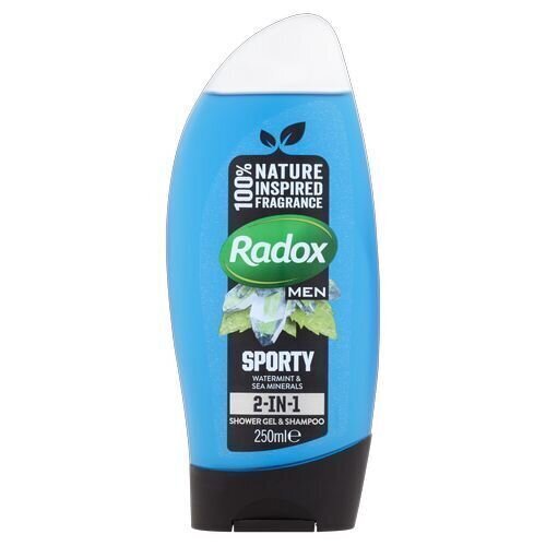 Suihkugeeli ja shampoo Radox Feel Sport y 2 in 1 250 ml hinta ja tiedot | Suihkusaippuat ja suihkugeelit | hobbyhall.fi