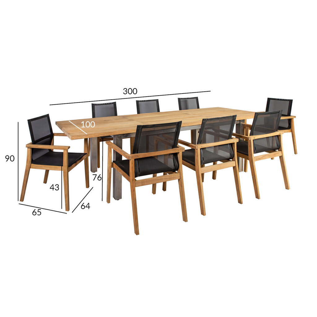 Ruokapöydän setti NAUTICA laajennettava pöytä ja 8 tuolia hinta ja tiedot | Puutarhakalusteet | hobbyhall.fi