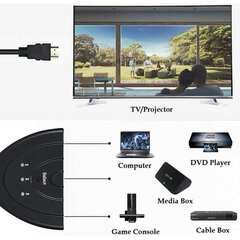 Kytkin Techly HDMI 3x1 FullHD 1080p / 4K@30Hz Pigtail -liitäntä hinta ja tiedot | Koteloiden lisätarvikkeet | hobbyhall.fi