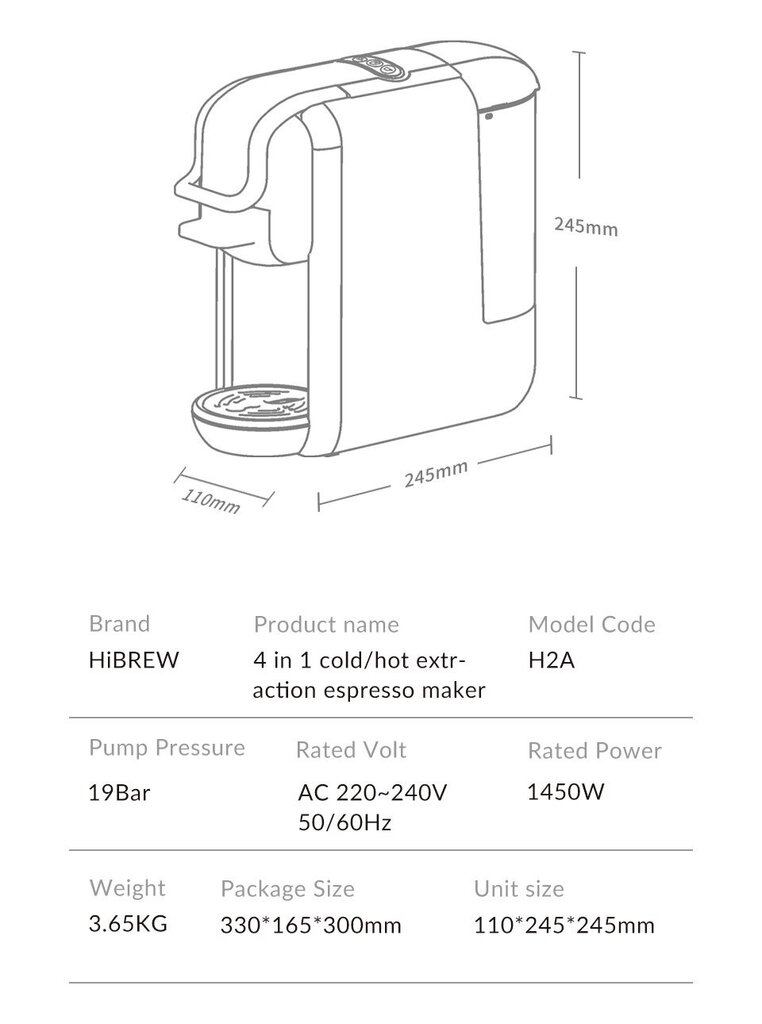 4-in-1 kapselikahvinkeitin HiBrew H2A hinta ja tiedot | Kahvinkeittimet ja kahvikoneet | hobbyhall.fi