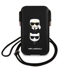 Karl Lagerfeld Choupette Head Saffiano PU Pouch L Black hinta ja tiedot | Puhelimen kuoret ja kotelot | hobbyhall.fi