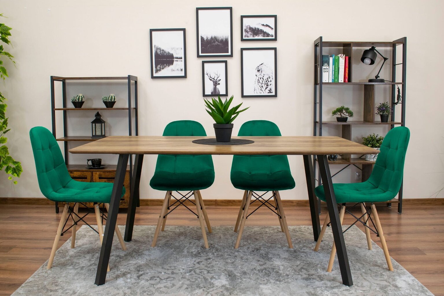 Dumo 4 tuolin setti, vihreä hinta ja tiedot | Ruokapöydän tuolit | hobbyhall.fi