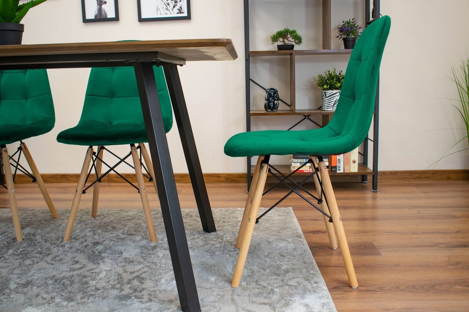 Dumo 4 tuolin setti, vihreä hinta ja tiedot | Ruokapöydän tuolit | hobbyhall.fi