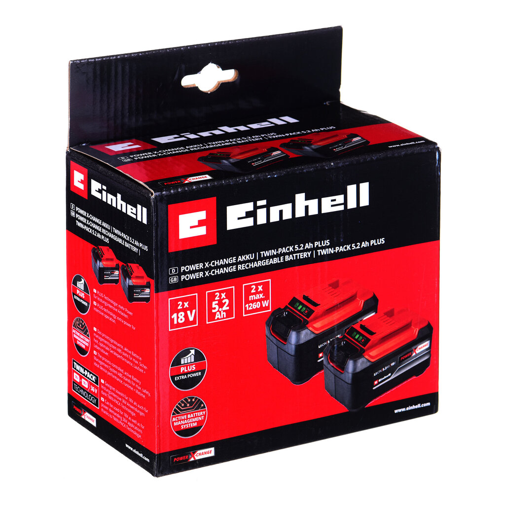 Einhell 18V 5,2ah Multi-Ah akku PXC Plus, 2 kpl. hinta ja tiedot | Paristot | hobbyhall.fi