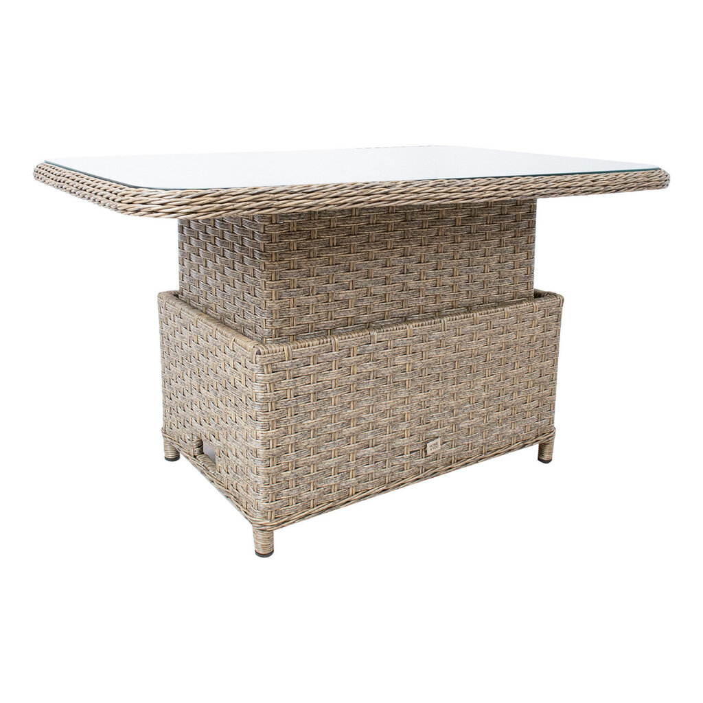 Pöytä PACIFIC 120x80xH46/65cm, harmaa beige, lasi, muovipunos, alumiini hinta ja tiedot | Puutarhapöydät | hobbyhall.fi