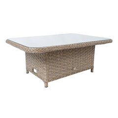 Pöytä PACIFIC 120x80xH46/65cm, harmaa beige, lasi, muovipunos, alumiini hinta ja tiedot | Puutarhapöydät | hobbyhall.fi