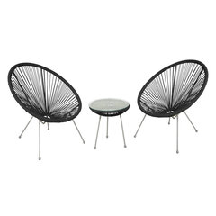 Parvekesarja COMO pöytä ja 2 tuolia, musta hinta ja tiedot | Puutarhatuolit | hobbyhall.fi