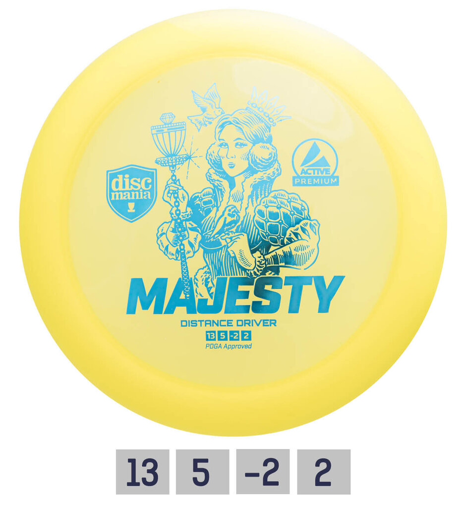Frisbeegolf frisbee Distance Driver MAJESTY Active Premium Yellow hinta ja tiedot | Frisbeegolf | hobbyhall.fi