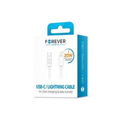 Forever cable USB-C - Lightning 1,0 m 3A white hinta ja tiedot | Puhelinkaapelit | hobbyhall.fi