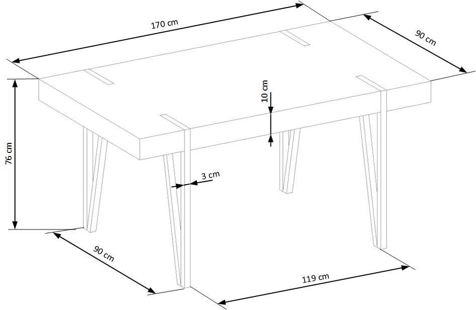 Halmar Yohann-ruokapöytä, ruskea/musta hinta ja tiedot | Ruokapöydät | hobbyhall.fi