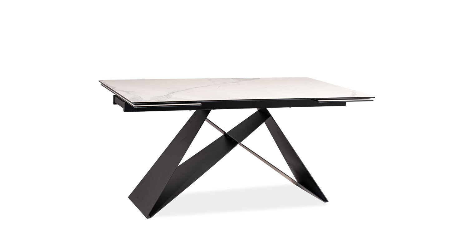 Ruokapöytä jatkettava Signal Meble Westin II 160 cm, valkoinen/musta hinta ja tiedot | Ruokapöydät | hobbyhall.fi