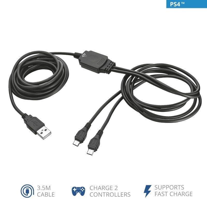 Cable Trust GXT 222 Duo Charge & Play yhteensopiva PS4:n kanssa hinta ja tiedot | Kaapelit ja adapterit | hobbyhall.fi