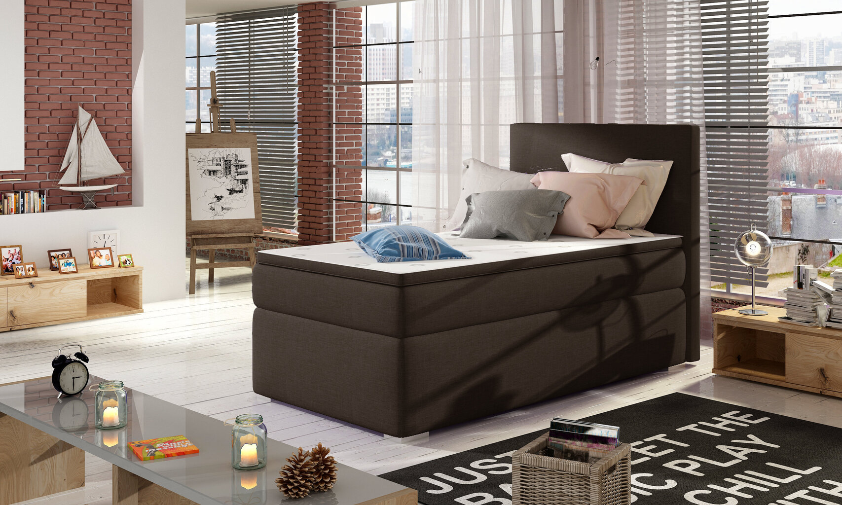 Rocco-sänky 90X200 cm, ruskea hinta ja tiedot | Sängyt | hobbyhall.fi