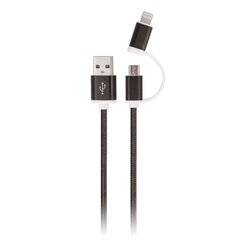 Setty 2in1-kaapeli USB - microUSB + USB-C musta nylon hinta ja tiedot | Puhelinkaapelit | hobbyhall.fi