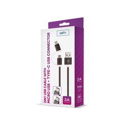 Setty 2in1-kaapeli USB - microUSB + USB-C musta nylon hinta ja tiedot | Puhelinkaapelit | hobbyhall.fi