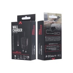 Maxlife MXTC-03 Laturi 2.1A musta microUSB-kaapelilla 1 m hinta ja tiedot | Puhelimen laturit | hobbyhall.fi