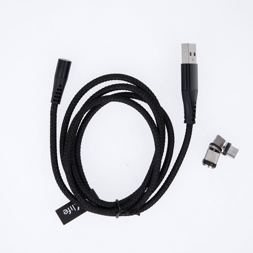 Maxlife MXUC-03 magneettikaapeli USB - Lightning + USB-C + microUSB 1,0 m 3A, musta nylon hinta ja tiedot | Puhelinkaapelit | hobbyhall.fi