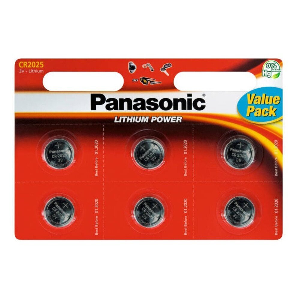 Panasonic litiumparisto CR2025 - 6 kpl läpipainopakkaus hinta ja tiedot | Paristot | hobbyhall.fi