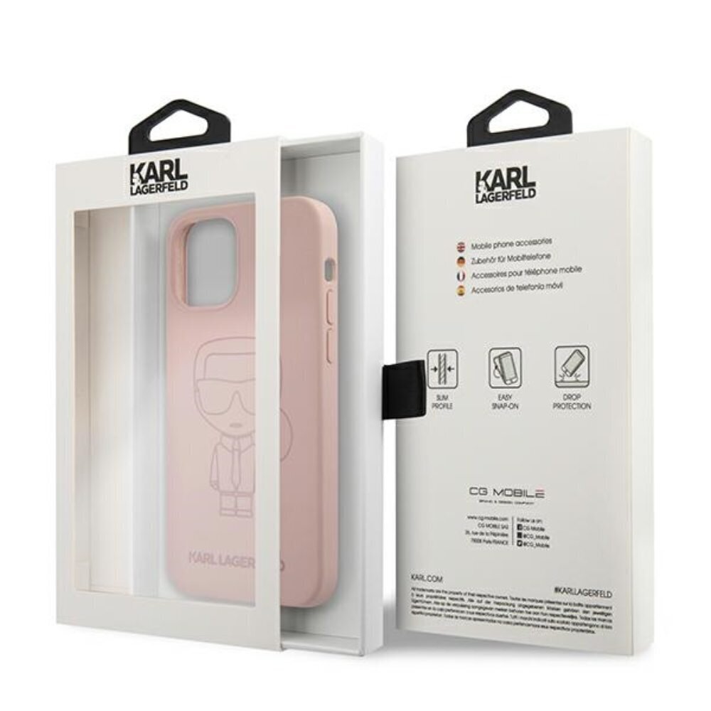 Karl Lagerfeld case for iPhone 12 Mini 5,4" KLHCP12SSILTTPI pink hard case Silicone Iconic Outline hinta ja tiedot | Puhelimen kuoret ja kotelot | hobbyhall.fi