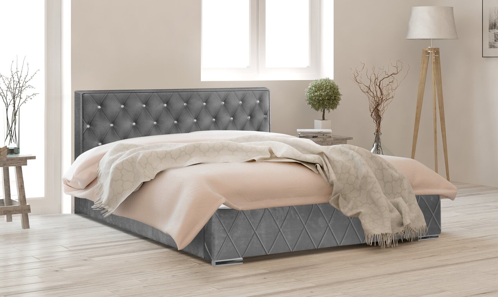 Sänky Crystal, 140x200 cm, harmaa hinta ja tiedot | Sängyt | hobbyhall.fi