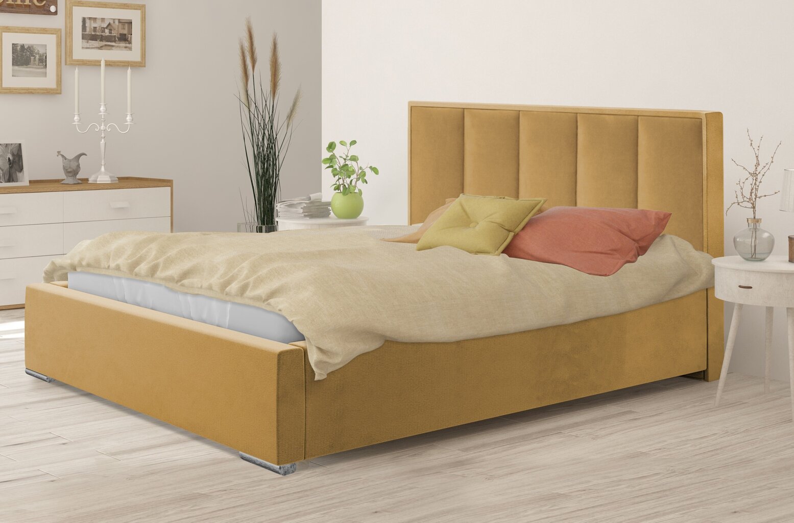 Sänky Genoa, 140x200 cm, keltainen hinta ja tiedot | Sängyt | hobbyhall.fi