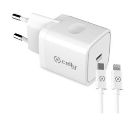 Celly TC1C20WLIGHT USB-C 20W+Lightning, balta hinta ja tiedot | Puhelimen laturit | hobbyhall.fi