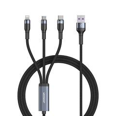Joyroom 3in1 USB-kaapeli - USB Type C / micro USB / Lightning 66W 6A 1.2m musta (S-1260G5) hinta ja tiedot | Puhelinkaapelit | hobbyhall.fi