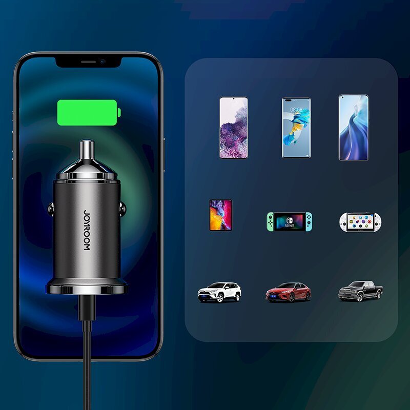 Joyroom Fast USB Car Charger 48W 5 A Power Delivery Quick Charge 3.0 AFC SCP Gray (C-A48) hinta ja tiedot | Puhelimen laturit | hobbyhall.fi