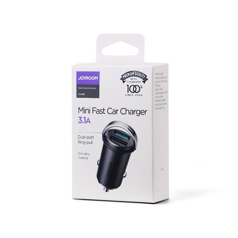 Joyroom Fast USB Car Charger 48W 5 A Power Delivery Quick Charge 3.0 AFC SCP Gray (C-A48) hinta ja tiedot | Puhelimen laturit | hobbyhall.fi